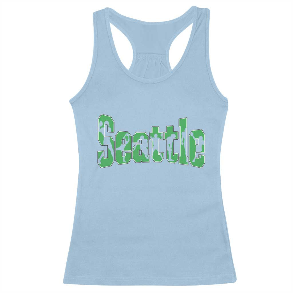 Seattle Sports Player Silhouette Racerback Tank Top Gift For Football Lovers