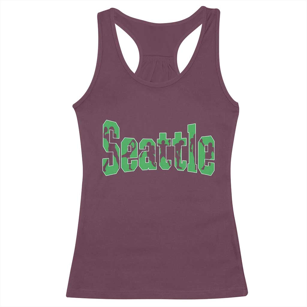 Seattle Sports Player Silhouette Racerback Tank Top Gift For Football Lovers