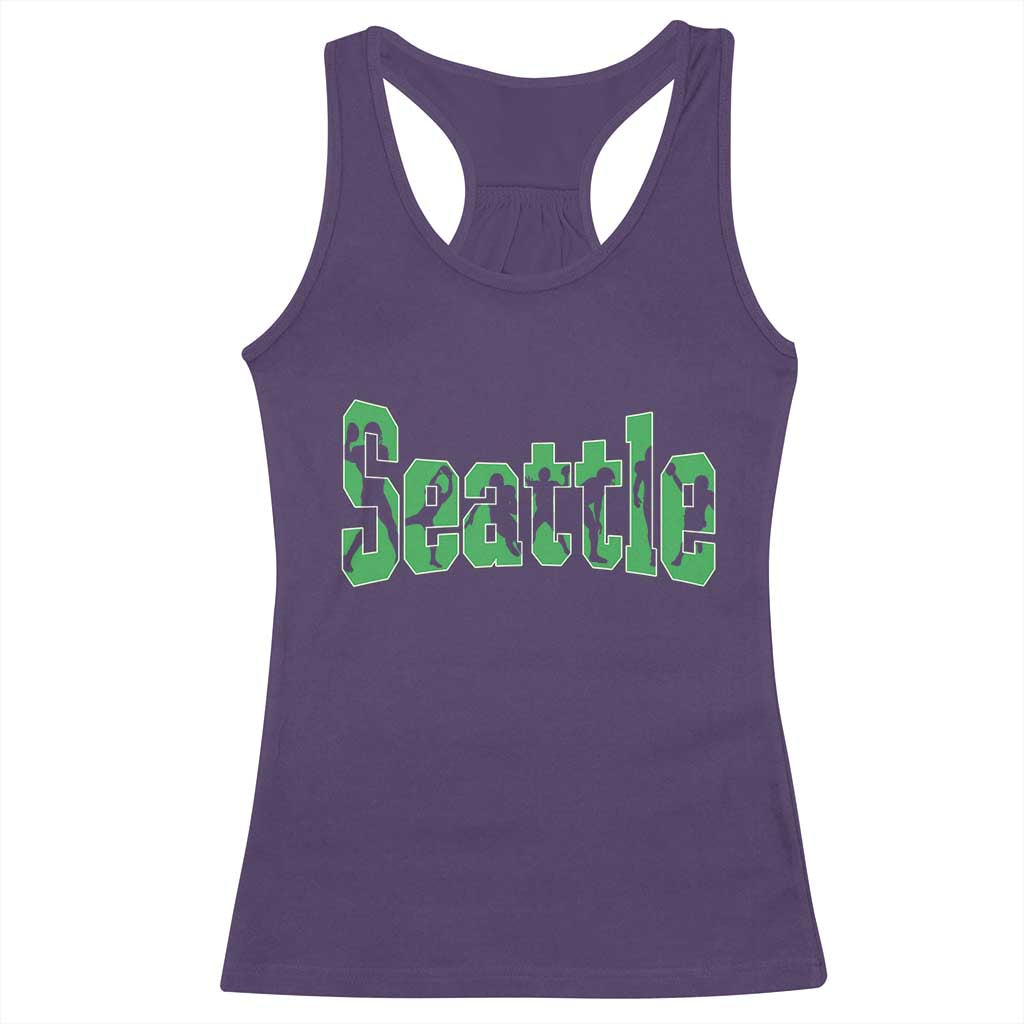 Seattle Sports Player Silhouette Racerback Tank Top Gift For Football Lovers