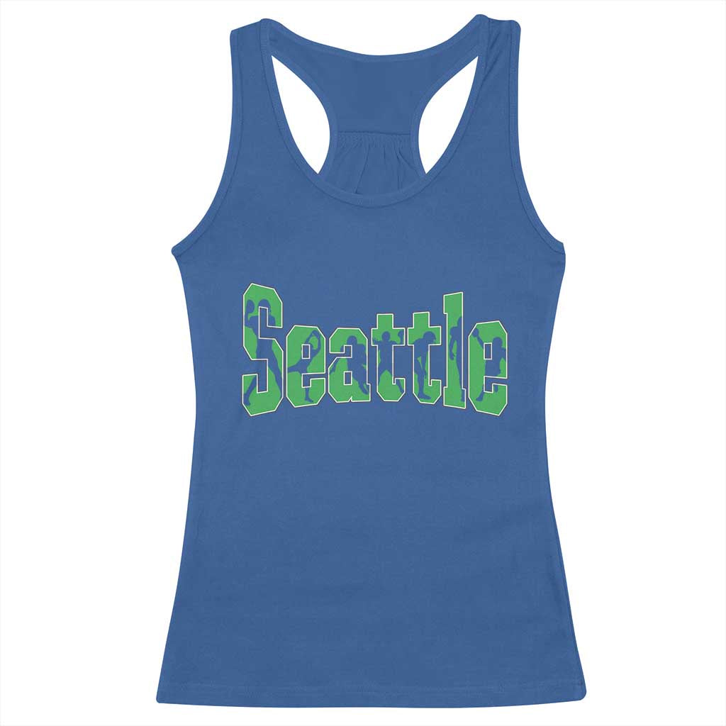Seattle Sports Player Silhouette Racerback Tank Top Gift For Football Lovers TS12 Royal Blue Print Your Wear