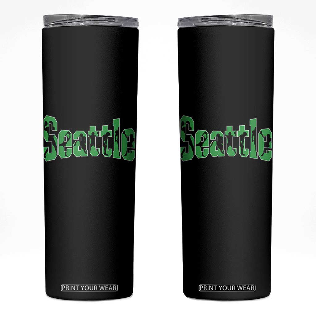Seattle Sports Player Silhouette Skinny Tumbler Gift For Football Lovers TS12 Black Print Your Wear