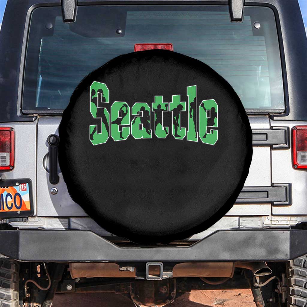 Seattle Sports Player Silhouette Spare Tire Cover Gift For Football Lovers TS12 No hole Black Print Your Wear