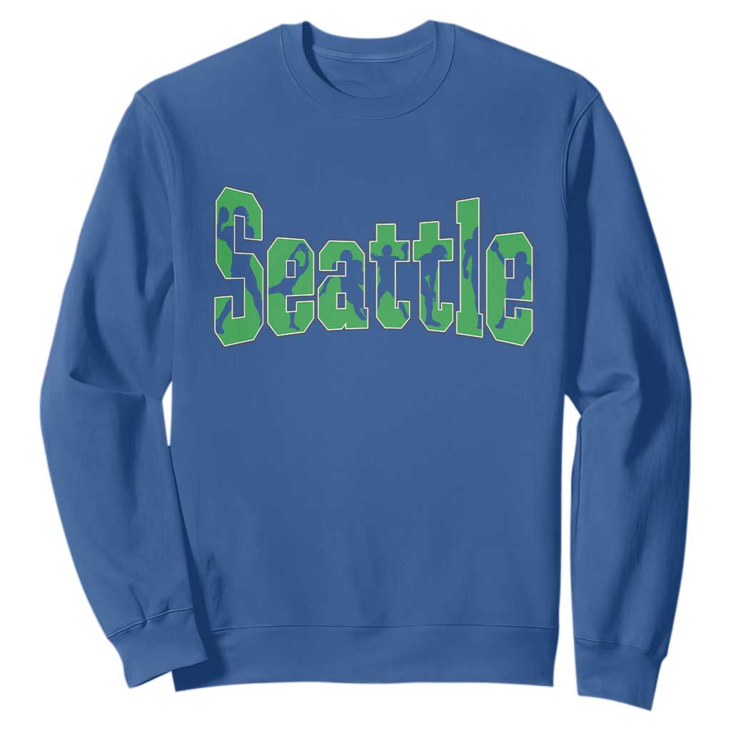Seattle Sports Player Silhouette Sweatshirt Gift For Football Lovers TS12 Royal Blue Print Your Wear