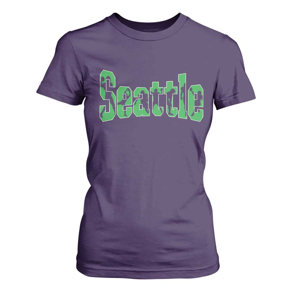 Seattle Sports Player Silhouette T Shirt For Women Gift For Football Lovers