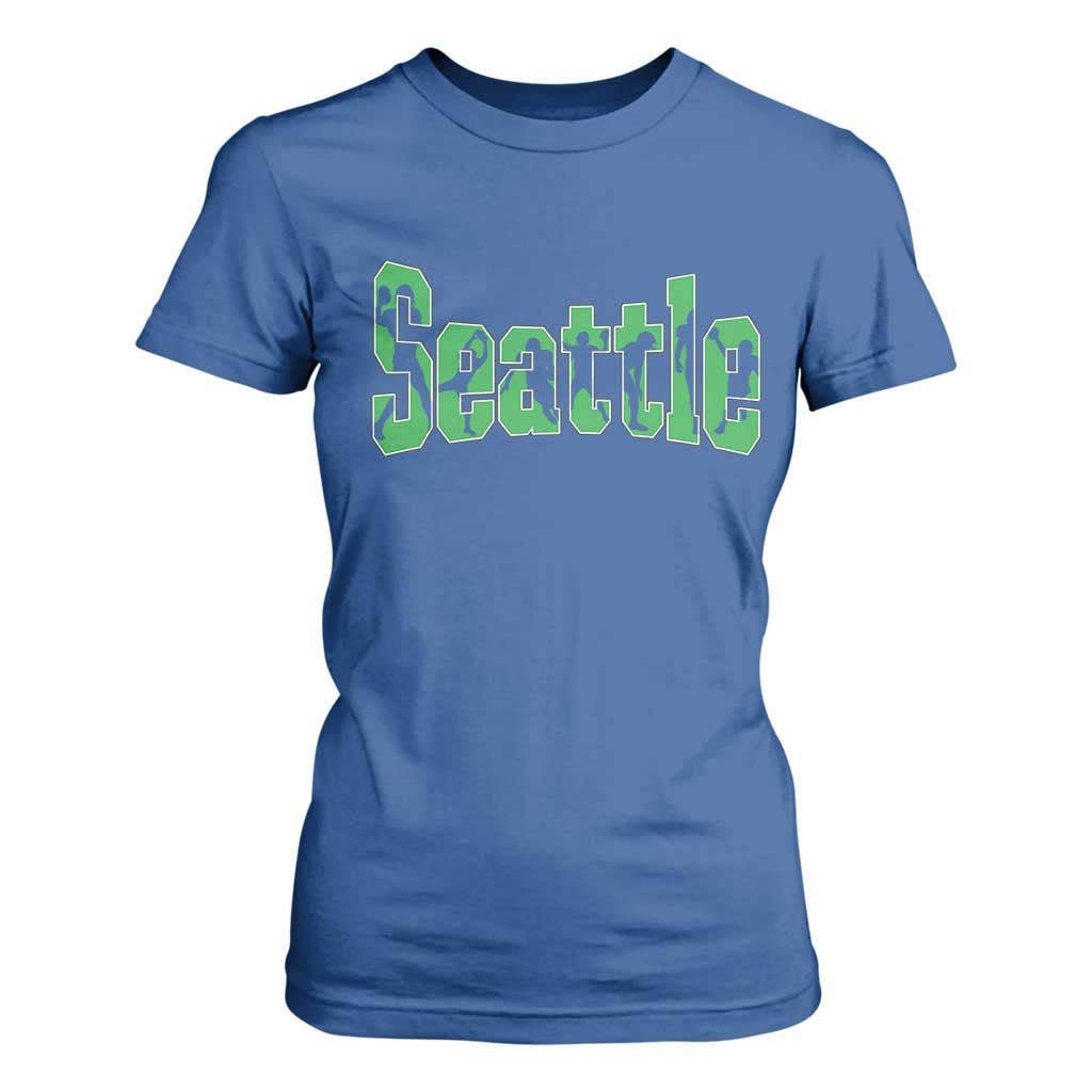Seattle Sports Player Silhouette T Shirt For Women Gift For Football Lovers