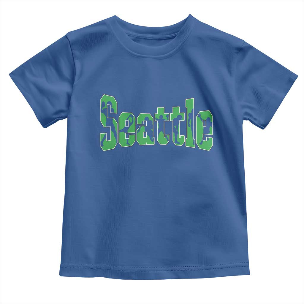 Seattle Sports Player Silhouette Toddler T Shirt Gift For Football Lovers TS12 Royal Blue Print Your Wear