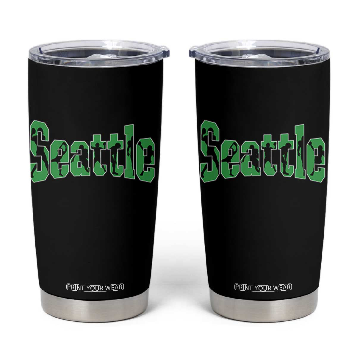 Seattle Sports Player Silhouette Tumbler Cup Gift For Football Lovers TS12 Black Print Your Wear