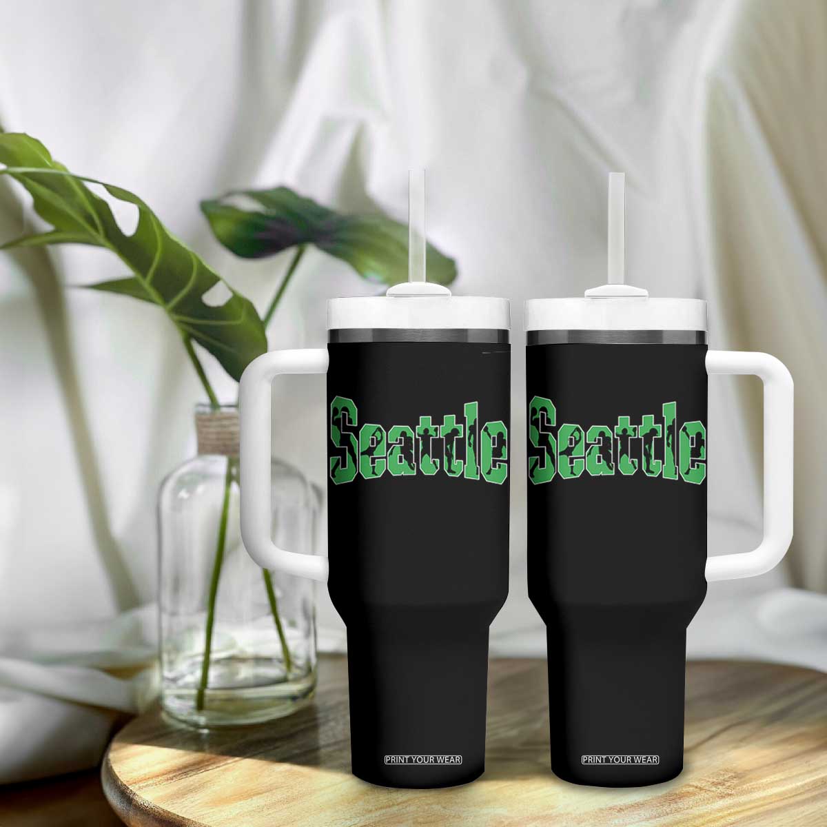 Seattle Sports Player Silhouette Tumbler With Handle Gift For Football Lovers