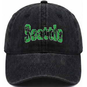 Seattle Sports Player Silhouette Washed Cotton Baseball Cap Gift For Football Lovers