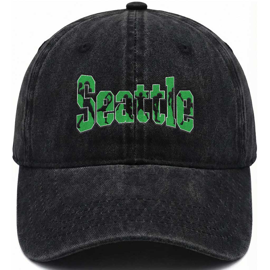 Seattle Sports Player Silhouette Washed Cotton Baseball Cap Gift For Football Lovers TS12 Print Your Wear