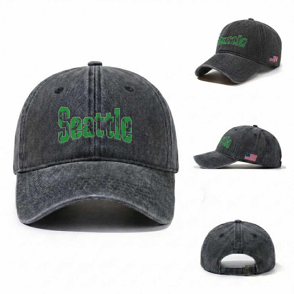 Seattle Sports Player Silhouette Washed Cotton Baseball Cap Gift For Football Lovers