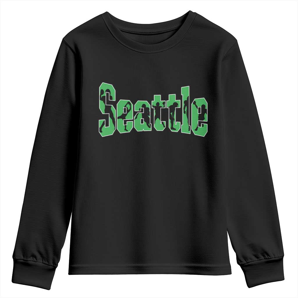 Seattle Sports Player Silhouette Youth Sweatshirt Gift For Football Lovers