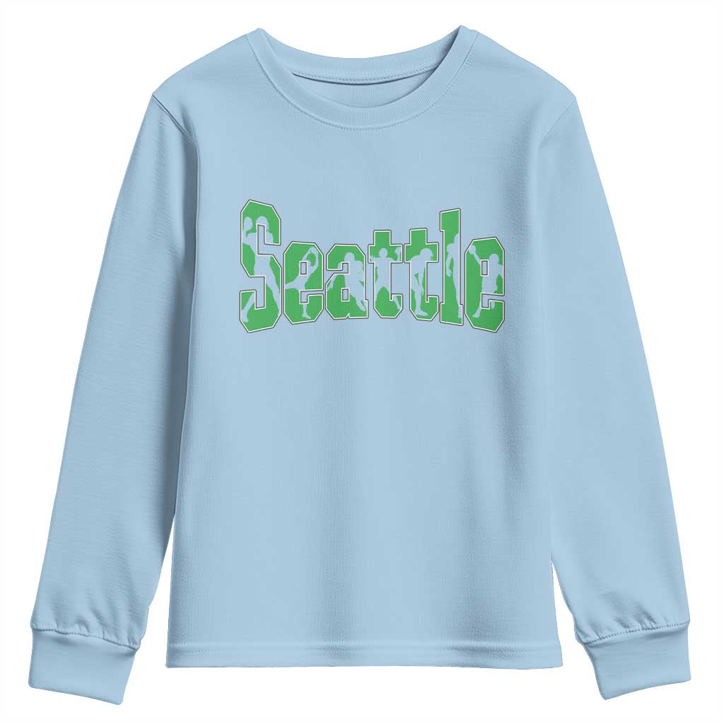Seattle Sports Player Silhouette Youth Sweatshirt Gift For Football Lovers