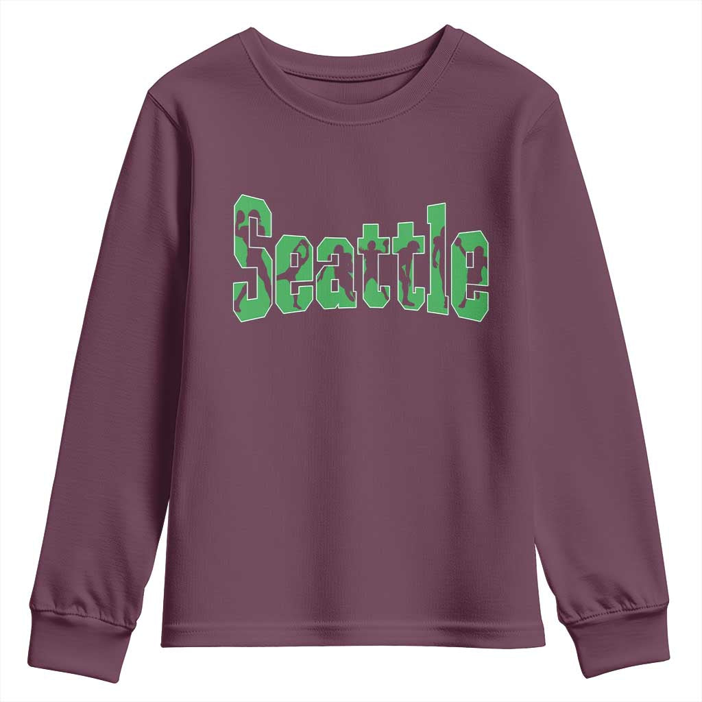 Seattle Sports Player Silhouette Youth Sweatshirt Gift For Football Lovers
