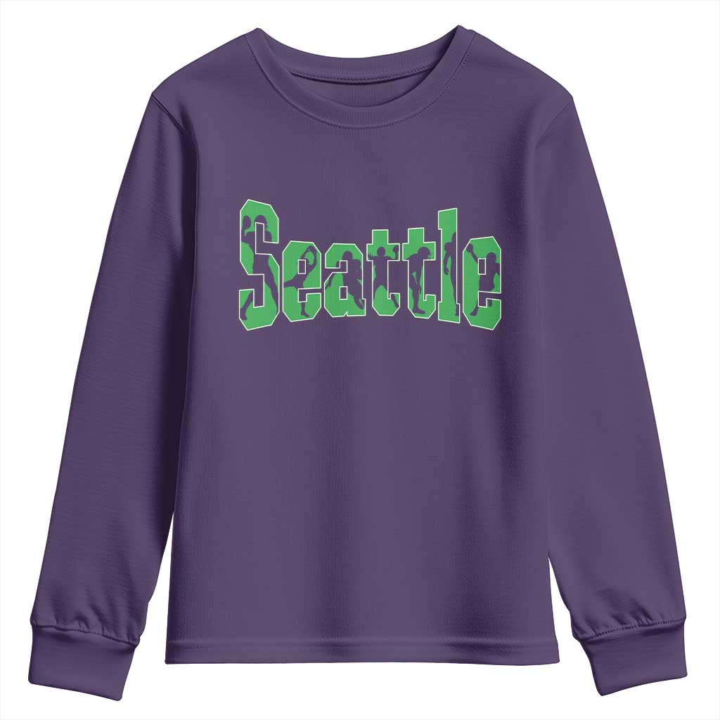 Seattle Sports Player Silhouette Youth Sweatshirt Gift For Football Lovers