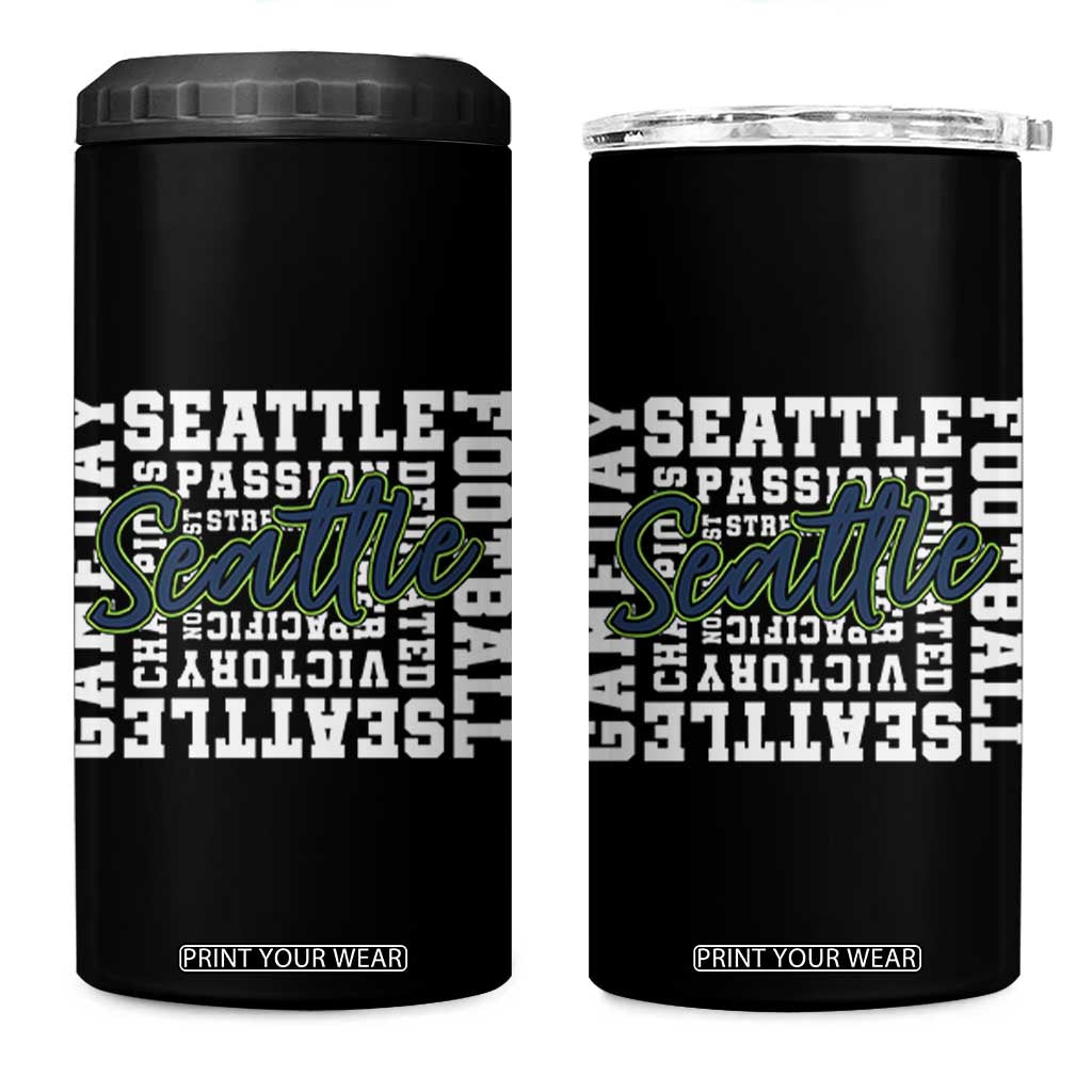 Seattle Emerald City Pride 4 in 1 Can Cooler Tumbler Football Fan Game Day Gift TS12 One Size: 16 oz Black Print Your Wear