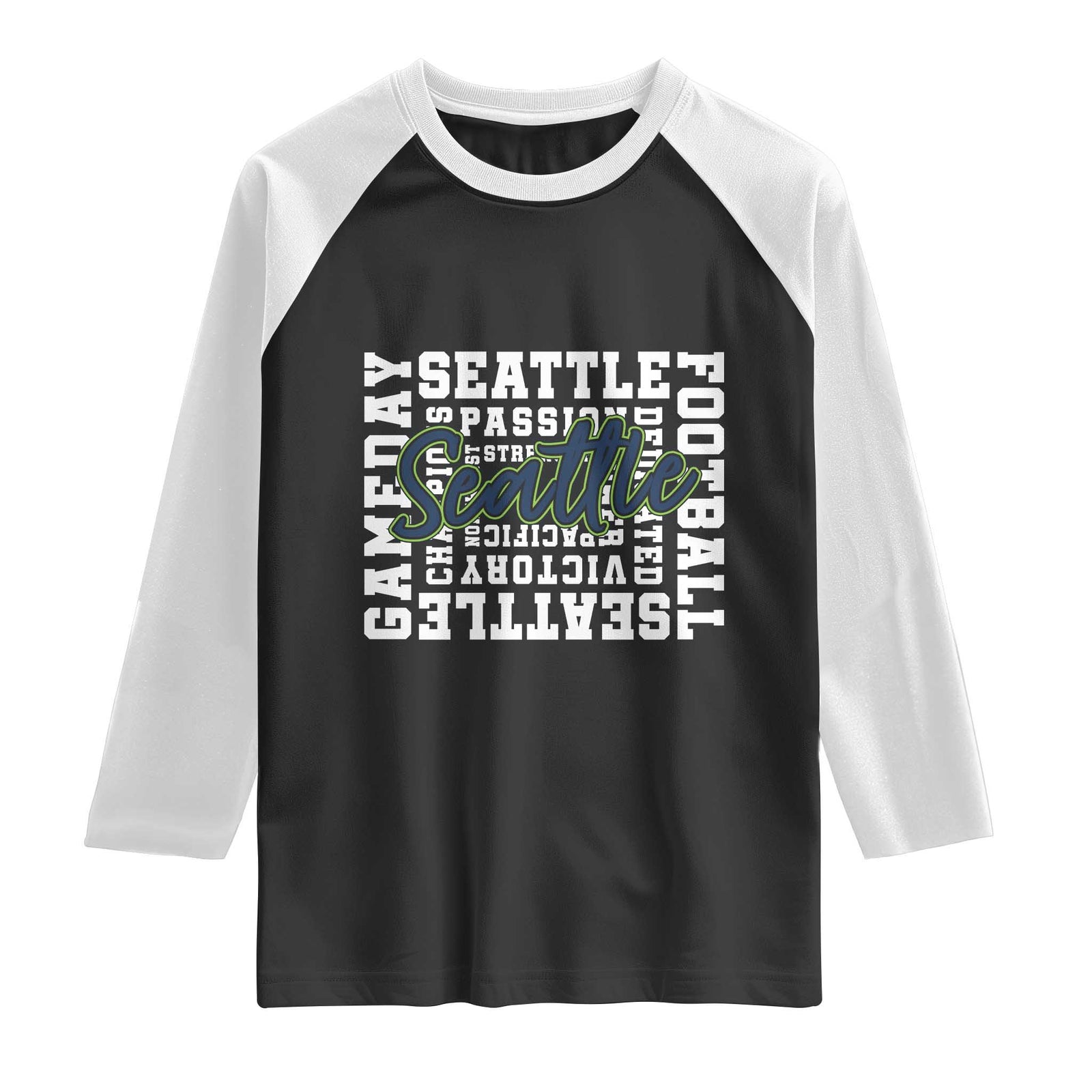 Seattle Emerald City Pride Raglan Shirt Football Fan Game Day Gift TS12 Black White Print Your Wear