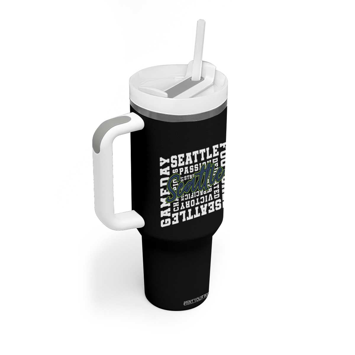 Seattle Emerald City Pride Tumbler With Handle Football Fan Game Day Gift