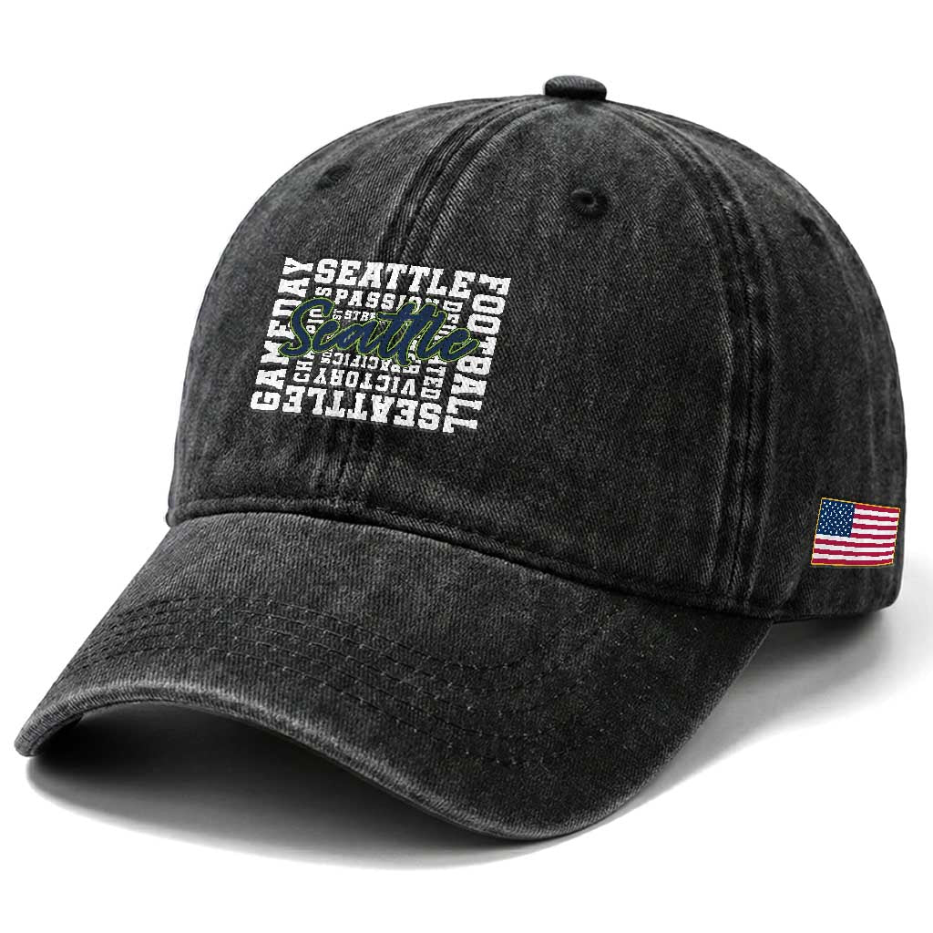 Seattle Emerald City Pride Washed Cotton Baseball Cap Football Fan Game Day Gift