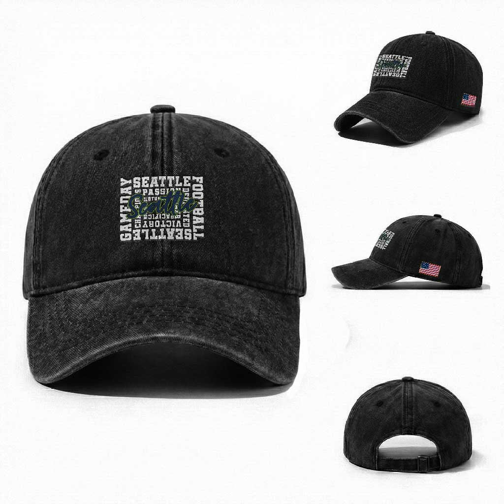 Seattle Emerald City Pride Washed Cotton Baseball Cap Football Fan Game Day Gift