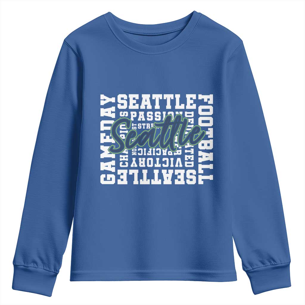 Seattle Emerald City Pride Youth Sweatshirt Football Fan Game Day Gift TS12 Royal Blue Print Your Wear