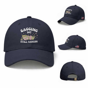 Funny Sagging But Still Gagging Baseball Cap Sarcastic Frog Humor TS12 Baseball Cap Universal Fit Navy Print Your Wear