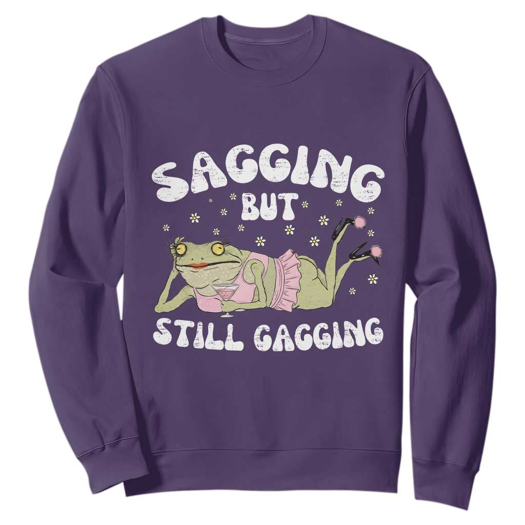 Funny Sagging But Still Gagging Sweatshirt Sarcastic Frog Humor TS12 Purple Print Your Wear