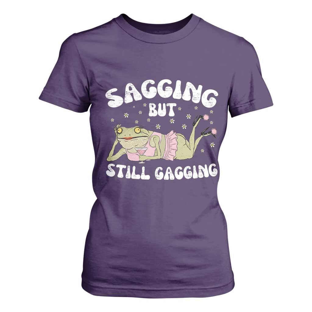 Funny Sagging But Still Gagging T Shirt For Women Sarcastic Frog Humor TS12 Purple Print Your Wear