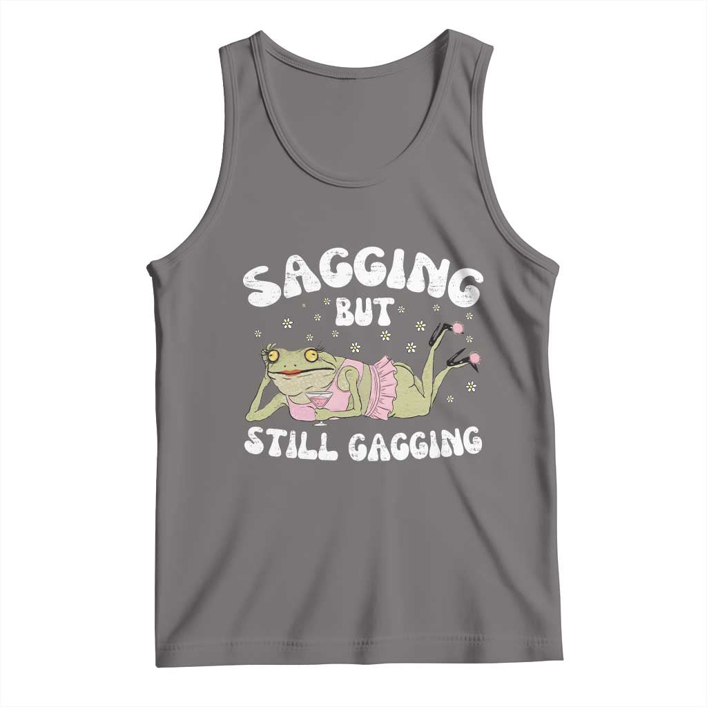 Funny Sagging But Still Gagging Tank Top Sarcastic Frog Humor TS12 Deep Heather Print Your Wear