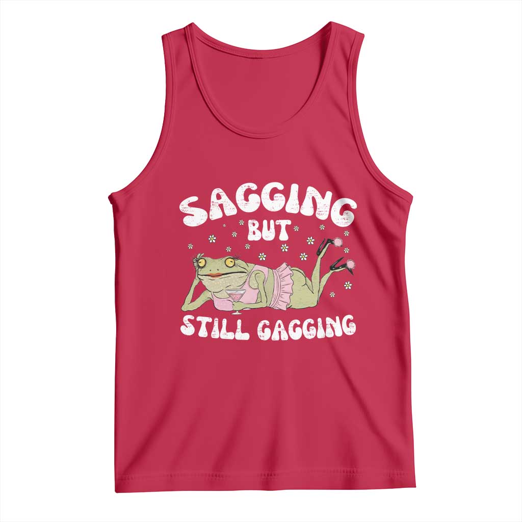 Funny Sagging But Still Gagging Tank Top Sarcastic Frog Humor TS12 Red Print Your Wear