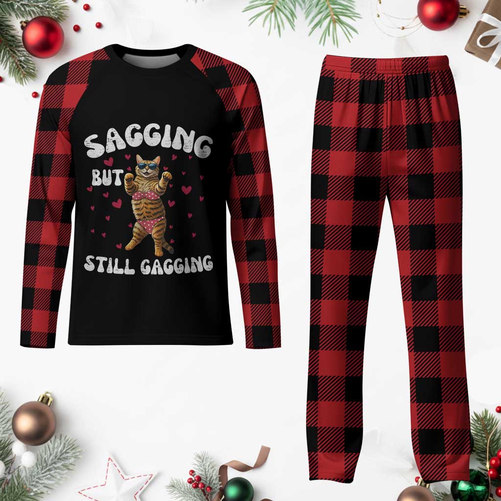Funny Cat Sexy Plaid Pajama Set Sagging But Still Gagging Gift TS12 Buffalo Plaid Print Your Wear