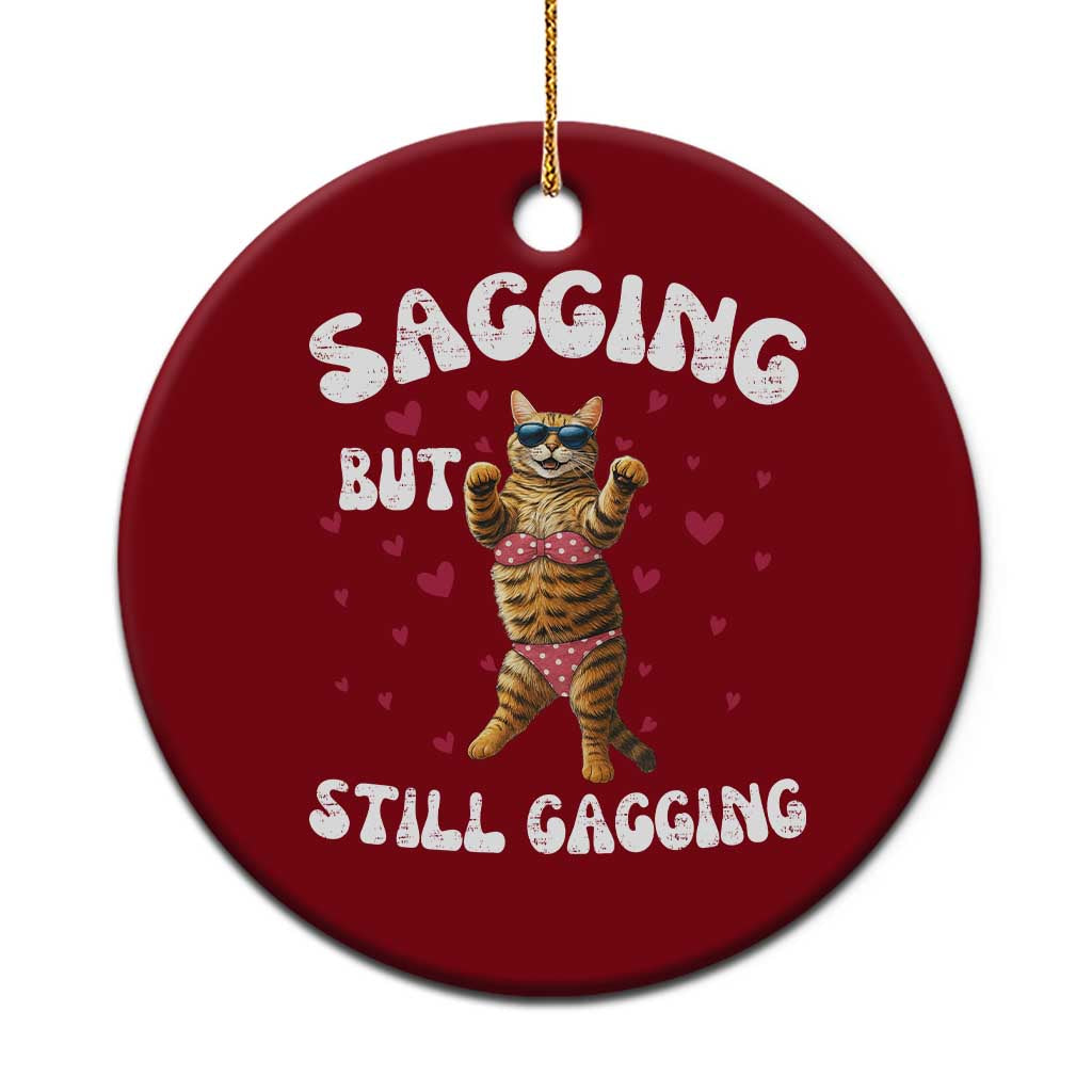 Funny Cat Sexy Ceramic Ornament Sagging But Still Gagging Gift TS12 1pc Red Print Your Wear