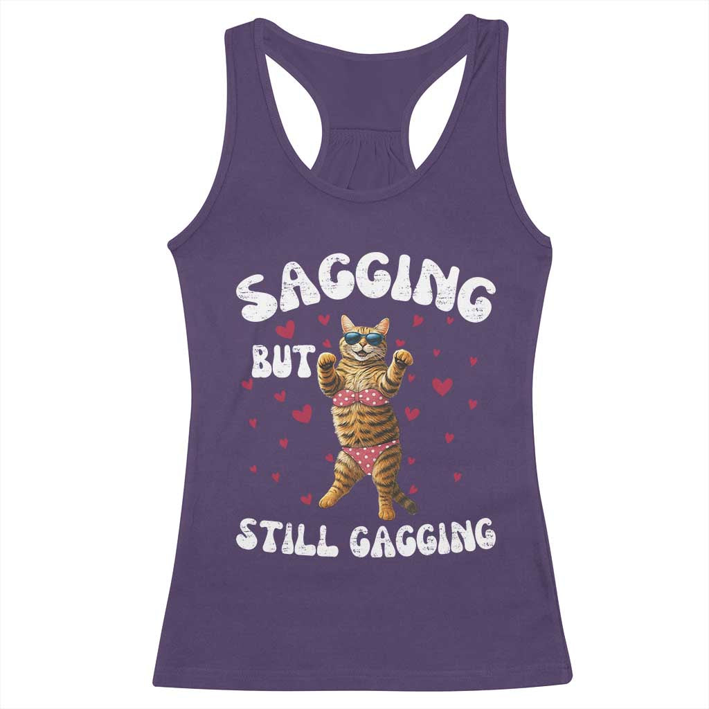 Funny Cat Sexy Racerback Tank Top Sagging But Still Gagging Gift TS12 Purple Print Your Wear