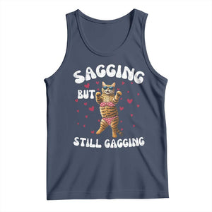 Funny Cat Sexy Tank Top Sagging But Still Gagging Gift TS12 Navy Print Your Wear