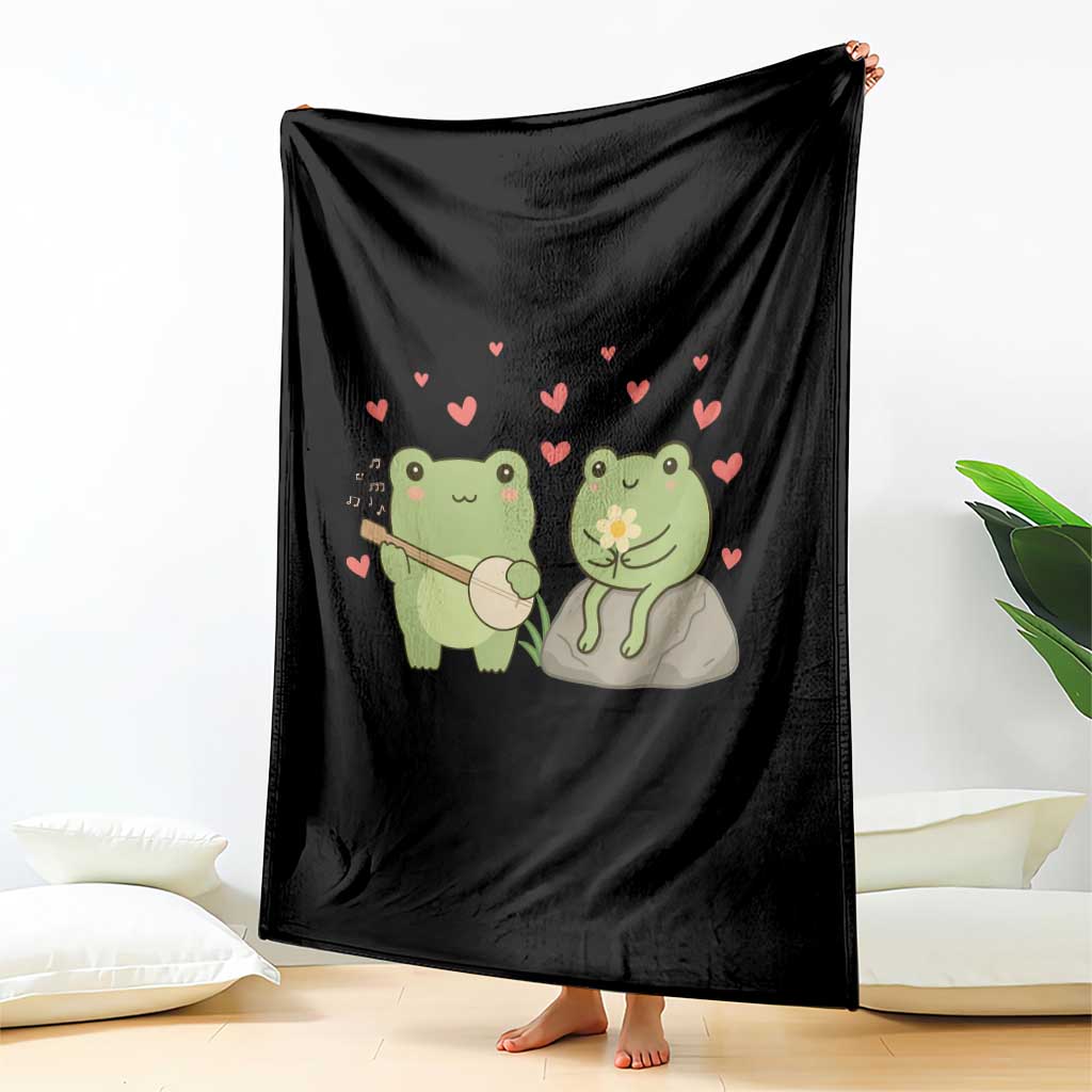 Cute Frog Lover Gift Throw Blanket Romantic Frog Music TS12 Print Your Wear