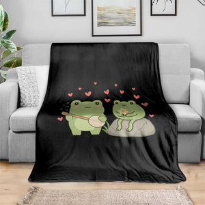 Cute Frog Lover Gift Throw Blanket Romantic Frog Music TS12 Print Your Wear