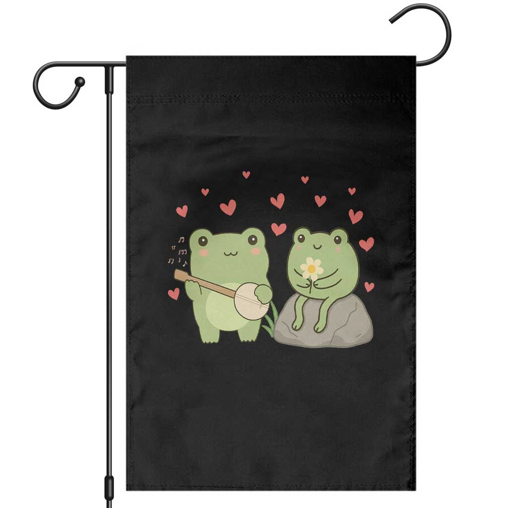 Cute Frog Lover Gift Garden Flag Romantic Frog Music TS12 Black Print Your Wear