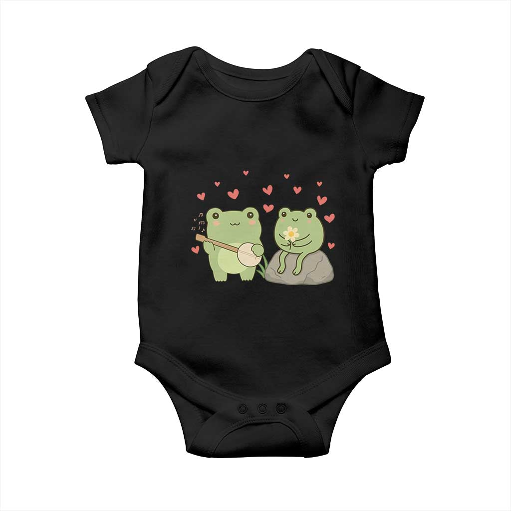 Cute Frog Lover Gift Baby Onesie Romantic Frog Music TS12 Black Print Your Wear