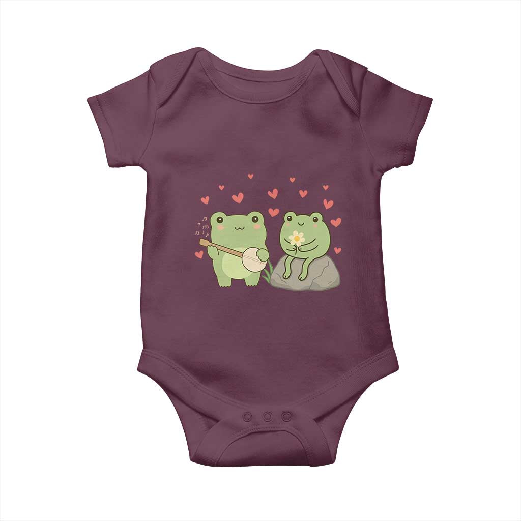Cute Frog Lover Gift Baby Onesie Romantic Frog Music TS12 Maroon Print Your Wear