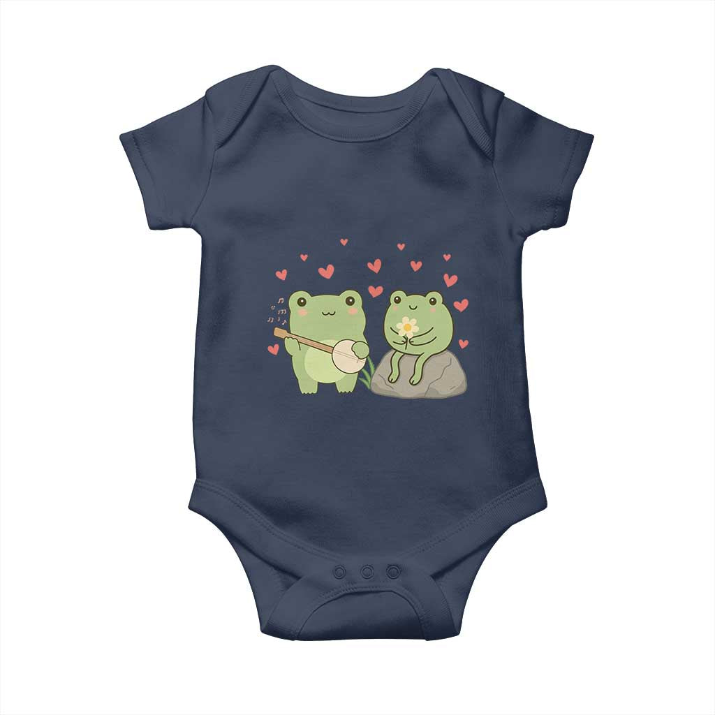 Cute Frog Lover Gift Baby Onesie Romantic Frog Music TS12 Navy Print Your Wear