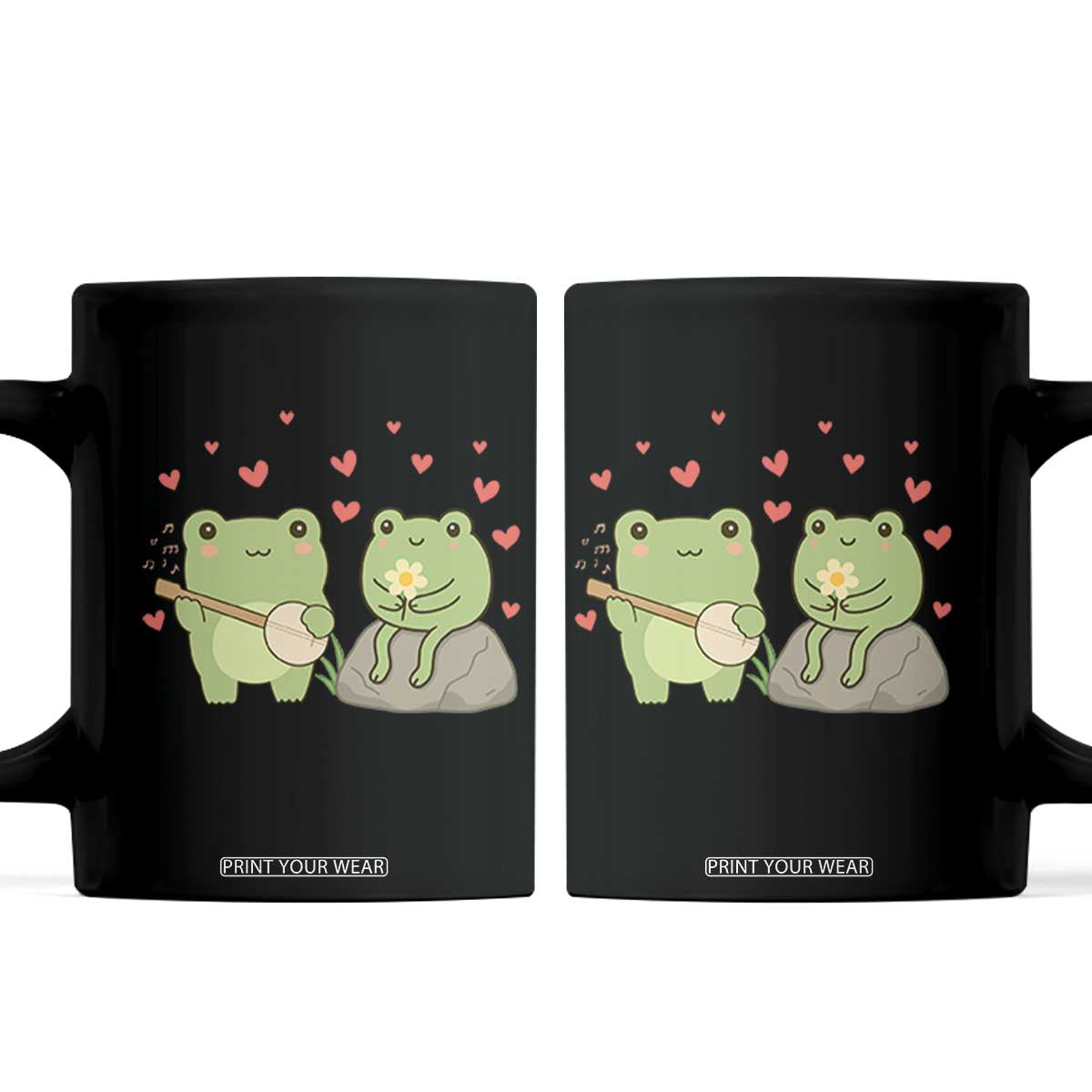Cute Frog Lover Gift Coffee Mug Romantic Frog Music TS12 Black Print Your Wear