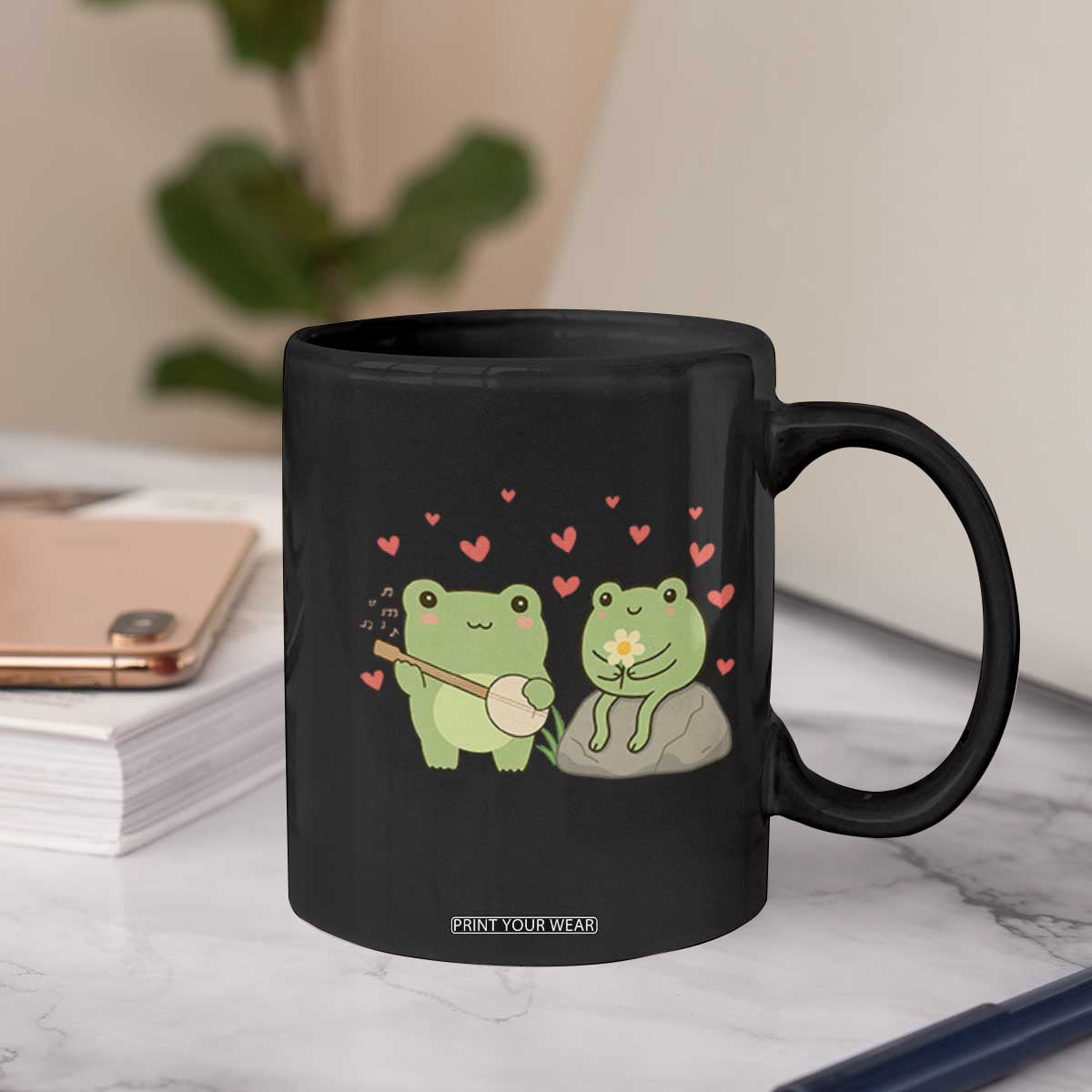 Cute Frog Lover Gift Coffee Mug Romantic Frog Music TS12 Print Your Wear