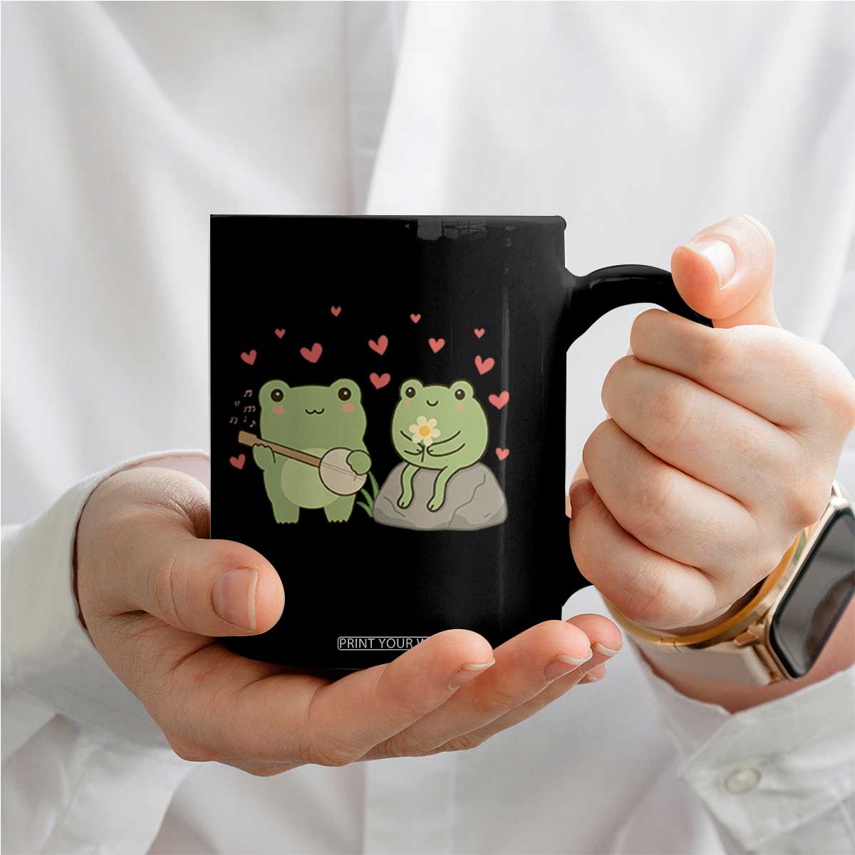 Cute Frog Lover Gift Coffee Mug Romantic Frog Music TS12 Print Your Wear