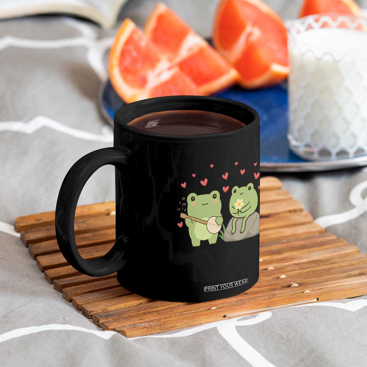 Cute Frog Lover Gift Coffee Mug Romantic Frog Music TS12 Print Your Wear