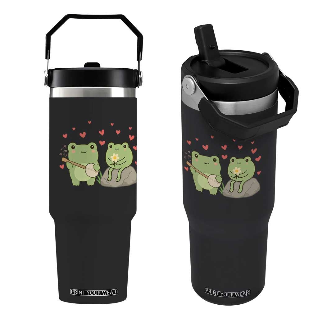 Cute Frog Lover Gift Flip Straw Tumbler Romantic Frog Music TS12 One Size: 30 oz Black Print Your Wear