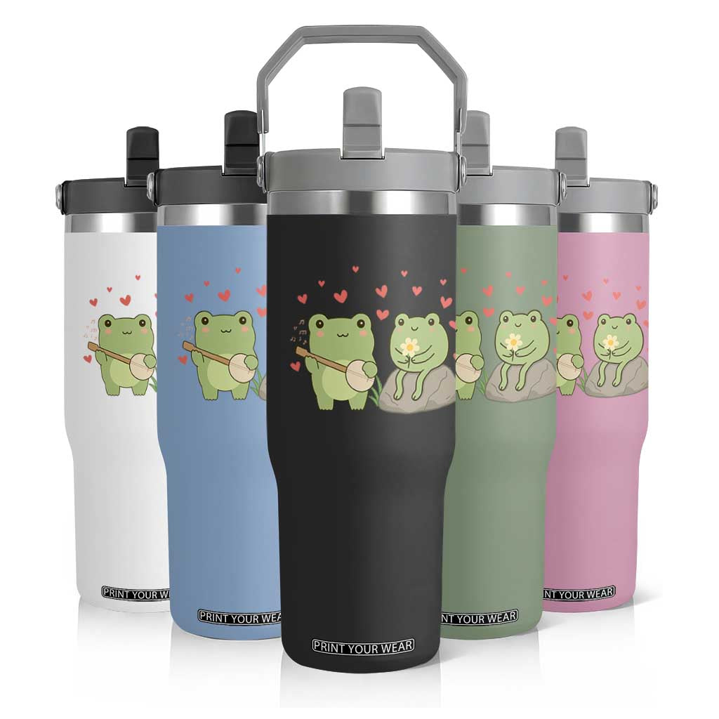 Cute Frog Lover Gift Flip Straw Tumbler Romantic Frog Music TS12 Print Your Wear