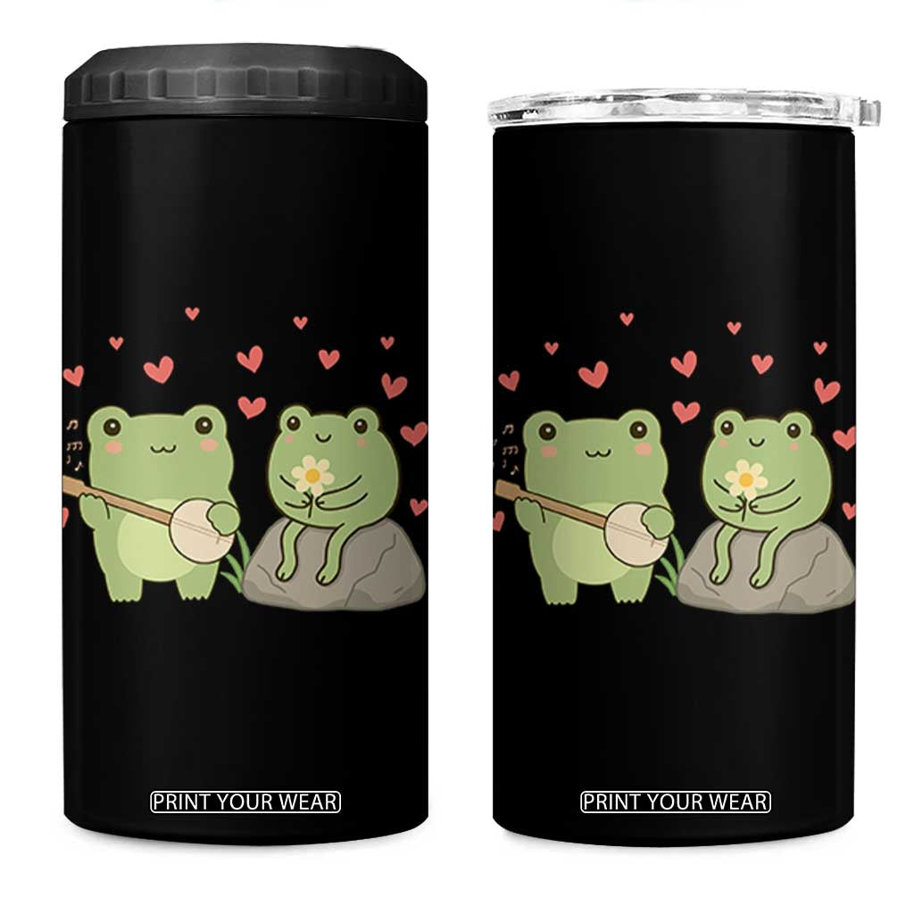 Cute Frog Lover Gift 4 in 1 Can Cooler Tumbler Romantic Frog Music TS12 One Size: 16 oz Black Print Your Wear