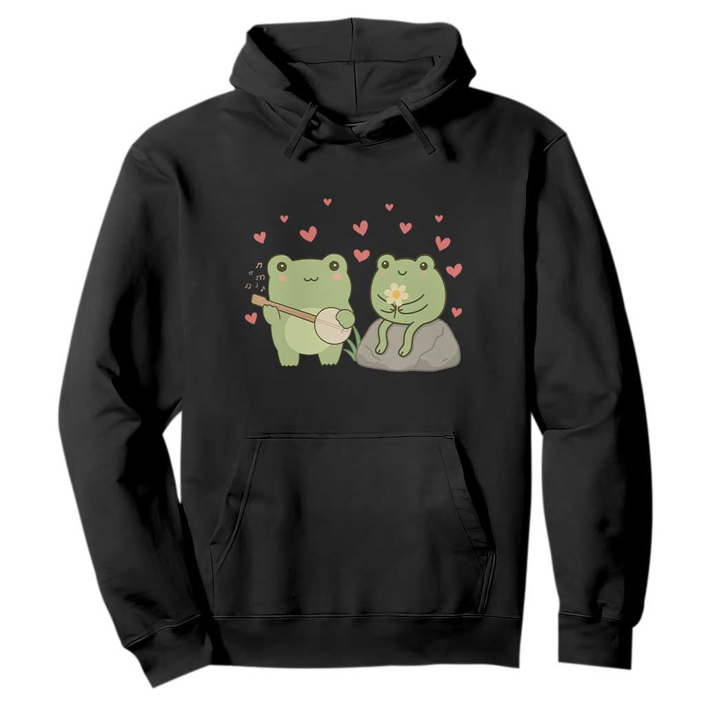 Cute Frog Lover Gift Hoodie Romantic Frog Music TS12 Black Print Your Wear