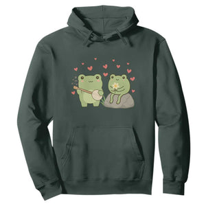 Cute Frog Lover Gift Hoodie Romantic Frog Music TS12 Dark Forest Green Print Your Wear