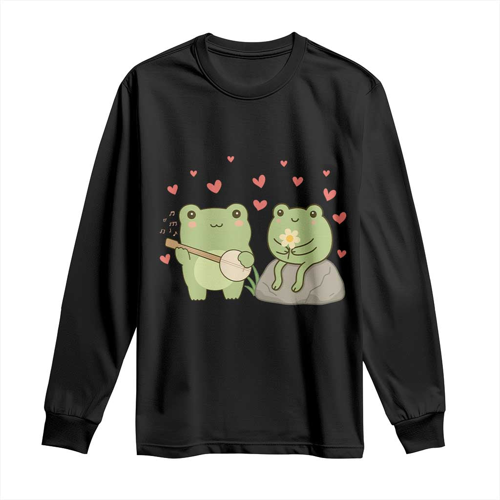 Cute Frog Lover Gift Long Sleeve Shirt Romantic Frog Music TS12 Black Print Your Wear